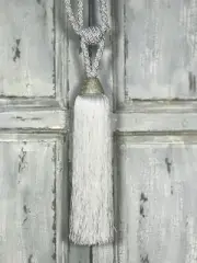 Pair 2 pieces Curtain Tie Backs - 33cm Diamante encrusted top - White