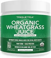 Organic Wheatgrass Juice Powder - Grown in Volcanic Soil of Utah - Raw & BioActive Form, Cold-Pressed Then CO2 Dried – 20:1 Concentrate, 20X More Potent than Wheatgrass Powder (5.3 oz – 50 Servings)