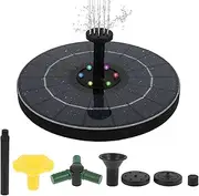 FwQoFvk Solar Bird Bath Fountain Pump with Color LED Lights, 4W Solar Water Fountain Built in 1200mAh Battery, Floating Mini Water Pump Kit for Garden Pond Pool Outdoor