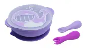 3pc Marcus & Marcus Toddler First Bowl/Cutlery Set Self Feeding Lilac Whale 12m+