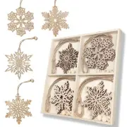 12 Pcs Wooden Snowflakes Ornaments 3 inch Christmas Wood Snowflake Hanging De...