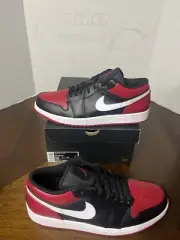 NEW Nike Air Jordan 1 Low Shoes "Bred Toe" Black White 553558-066 Men's Size 12