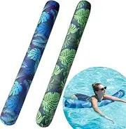 FindUWill Inflatable Swim Pool Noodles, 2 Pack Soft Fabric Covered Large Swim Noodles, Premium Buoyancy for Swimming Floating, Pool Floats Toys for Adults Pool Accessories