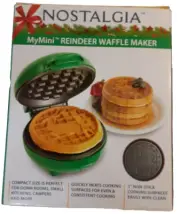 Nostalgia Waffle Maker Reindeer MyMini Non-Stick Easily Clean NEW