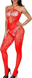 [HTRUIYA] Fishnet Bodysuit Crotchless Full Body Stockings For Women Sexy Bodystockings One Piece Outfit Lingerie