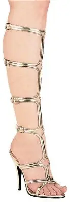 Gold Sexy Strap Up 5" Heels Sandals Adult Womens Shoes Gladiator Halloween