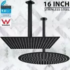 WELS Black 16" Square/Round Rain Shower Head Ceiling Arm Set Large 400*400mm