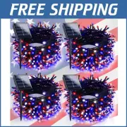 4th of July Solar String Lights – 400 LED Outdoor Red, White & Blue Decoration