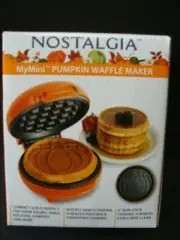 NEW Nostalgia MyMini Pumpkin Waffle Maker 5" Non-Stick Cooking Surface Mini NIP