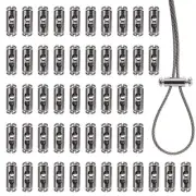 50 Pcs Wire Rope Cable Clip Clamp, M4 Double Hole Wire Rope Lock Clip with End