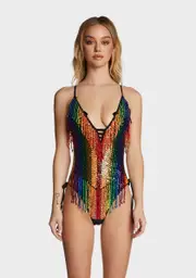 [Daisy Shock] Rainbow Sequin Bodysuit