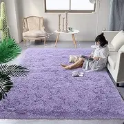 DweIke Fluffy Lavender Purple Rugs for Bedroom Living Room, 3x5 Feet Soft Plush Shaggy Light Lilac Purple Girls Boys Kids Rug, Non-Slip and Machine Washable Carpet for Dorm Nursery Classroom Decor