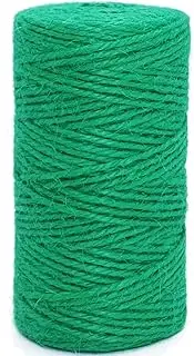 Leecogo Grass Green Jute Twine 2mm 328 Feet 100m for Arts and Crafts, Gardening, Gift Wrapping, Mason Jar Decor, Wedding Decorations, Packing String
