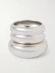 [AGMES] AGMES - Set Of Two Recycled Sterling Silver Rings - 6 6 Silver