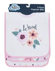 [Big Softies] Popover Bibs Flower 3 Pack in Pink