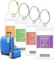 [Rethan] Cruise Luggage Tags, 4 Pcs Waterproof Luggage Tags, Clear Cruise Tags for Baggage, Suitcase