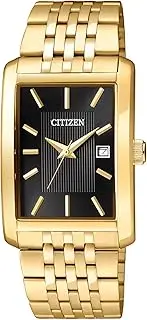 [CITIZEN] Men's Goldtone Black Dial Rectangular Watch