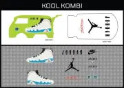 HotWheels(1/64), Kool Kombi "Air Jordan 009" Waterslide,PrintedWhiteFirst,Decals