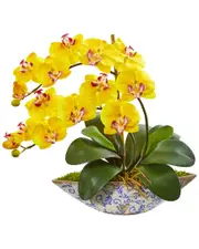 Nearly Natural Phalaenopsis Orchid Artificial Arrangement in Vase