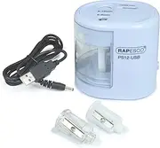 Rapesco 1447 Automatic Electric USB/Battery Pencil Sharpener, Power Blue