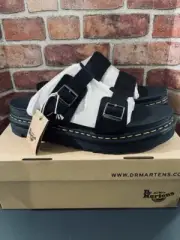 Doc Dr. Martens Myles HDW Leather 2 Buckle Sandals Slides Black Mens Sz 14 UK 13