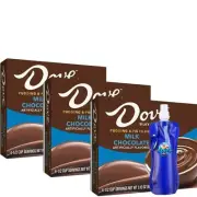 DOVE Pudding 3.03 oz Box (3-Pack) w/ Collapsible Bottle (Milk Chocolate)
