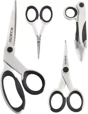 Premium Sewing Scissors Set, 8" Heavy Duty, 5" Embroidery, 4" Detail, 5" Thread