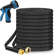 Upgraded Non-Expanding Garden Hose, 100ft Flexible Water Hose with 10 Function Nozzle, Lightweight Burst-Resistant, Lead-Free, Anti-Kink, High-Pressure Water Pipe for Outdoor, Watering, Car Wash