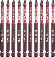 BAKESHU PZ2 Magnetic Impact Driver Bits, Heavy Duty Magnetic Screwdriver Bit Set,S2 Bits 100mm