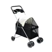 Pet Stroller Pram Foldable Carrier Large Travel Pushchair Black
