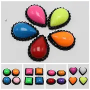 100 Mixed Color Acrylic Flatback Rhinestone Cabochons Gems Various Shape