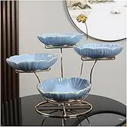 Fruit Bowls 4-Tier Fruit Bowl,Ceramic Fruit Tray,Decorative Dessert Display Plate, Fruit Plate for Kitchen Counters, Farmhouses, Dining Table Snack Plate