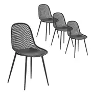 4PC Outdoor Dining Chairs PP Lounge Chair Patio Garden Furniture Black