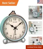 Silent 4-Inch Vintage Alarm Clock with Metal Frame - Fashionable Table Clock