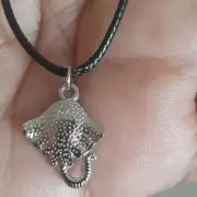 SILVER ELEPHANT PENDANT ON LEATHER CORD AJUSTABLE NECKLACE W/ PENDANT