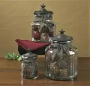 Park Designs Black Star 3-Pc Clear Glass Canister Set ~~ NEW ~~