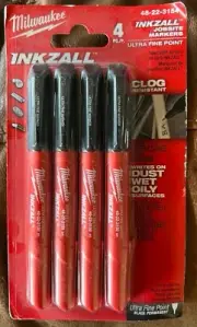 Milwaukee 48-22-3154 INKZALL Black Ultra Fine Point Marker 4pk