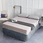 New Bed Skirt Valance Corrugated Seersucker Pattern (Double, Silver Grey)