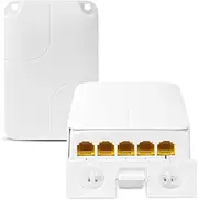 PoE Extender Gigabit, 5 Port PoE Repeater, 1 in 4 Out, 90W in 60W Out, Extends 100m, Vlan, IEEE802.3af/at/bt for IP Camera, PoE Power AP, IP Telephone, 10/100/1000Mbps, Wall Mount