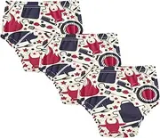 [GuoChe] Baby Girls Toilet Training Pants Red Blue Barbecue Icons 3pcs Reusable Overnight Training Underwear Training Pants for