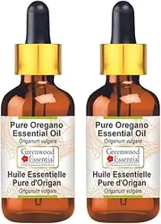 Greenwood Essential Pure Oregano Essential Oil (Origanum vulgare) with Glass Dropper 100% Natural Therapeutic Grade Steam Distilled for Personal Care (Pack of Two) 100ml X 2 (6.76oz)