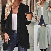 Women's Casual Jacket Breathable Comfortable Patchwork Fashion Casual Plain Vacation Street Casual Daily Wear Open Front Regular Collarless Regular Fit Long Sl