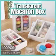 100 White Macaron Boxes Clear Rectangular Cookie Favor Bomboniere Macaron Boxes