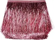 YYCRAFT 8" Wide Tinsel Fringe Tinsel Trim Tinsel Garland Dance Costume Fringe Trimming Shiny foil Effect Party Decor (5 Yards,Dark Pink)
