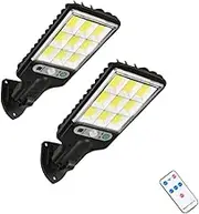 Solar Lights Outdoor, 108 COB LED Solar Street LED Light Motion Sensor Remote Control Outdoor Solar Security Wall Light Flood Down Light Lamps, for Street Path Garden Patio Fence (2 PCS)