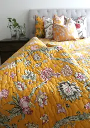 Linen Connections Floral Reversible Cotton Quilt Blanket Throw Bed Spread Rajai Doona Quilt Cover King Quilt Queen Quilt Doona Blanket