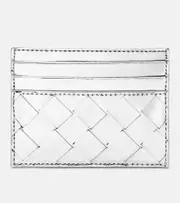 [Bottega Veneta] Bottega Veneta Intrecciato metallic leather card holder One size silver