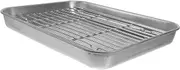Hoement Stainless Steel Roasting Pan with Rack Compact Baking Sheet for BBQ Frying Filter Tray for Kitchens Even Heat Distribution for Chicken Meat and More