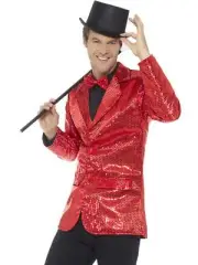 Sequin Red Jacket, Mens, Gentleman Dance Floor Shine Costume Accessory