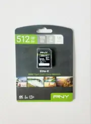 PNY Elite-X Class 10 U3 V30 SDXC Memory Card, 512GB, P-SD512U3100EX - NEW/SEALED
